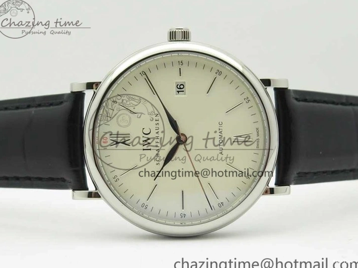 MIROTIME 0419 Portofino Automatic SS FKF 1:1 Best Edition White Dial SS Markers on Black Leather Strap A QuickDry 7138